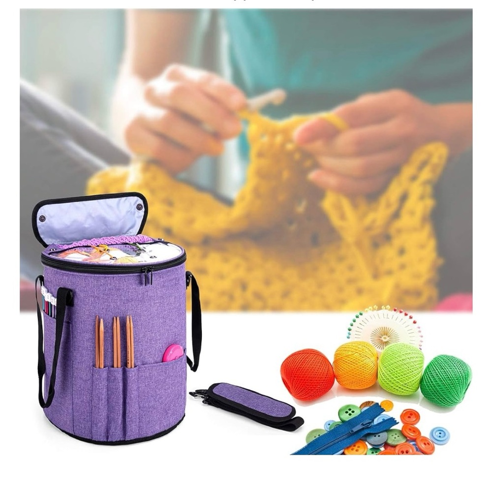 NWT Purple Knitting/Crochet Organizer Tote Bag